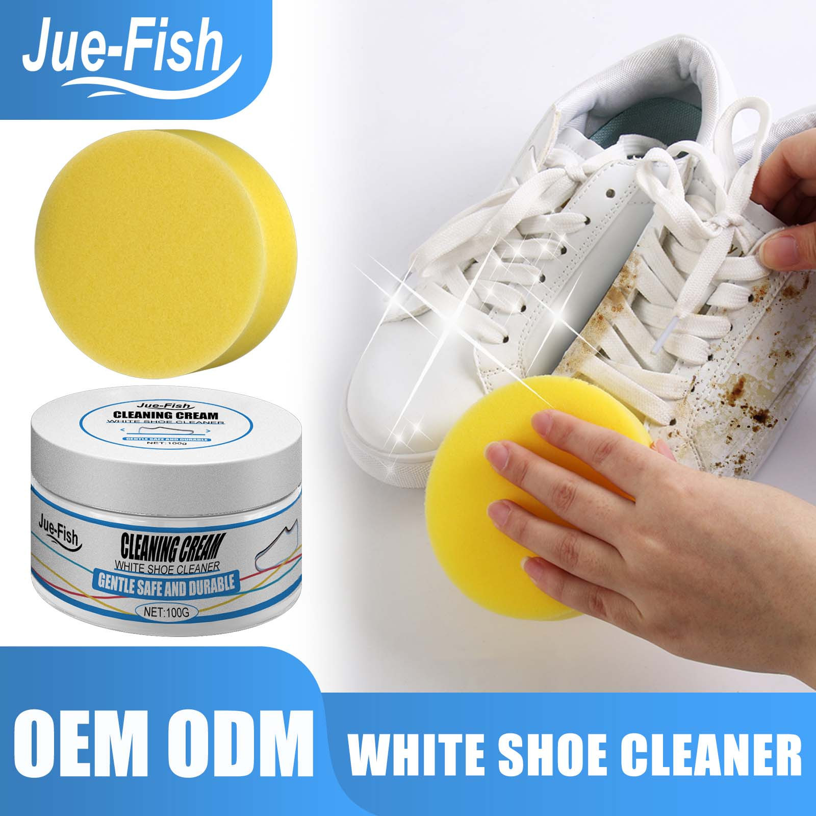 Aurigate White Shoe Cleaning Cream,Stain Cleansing Cream for Shoe,Re-Color & Polish Smooth Leather Shoes & Boots,Sneaker Cleaner White Shoes, White